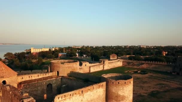 Veduta Aerea Della Fortezza Tramonto Sul Mare Veduta Aerea Della — Video Stock