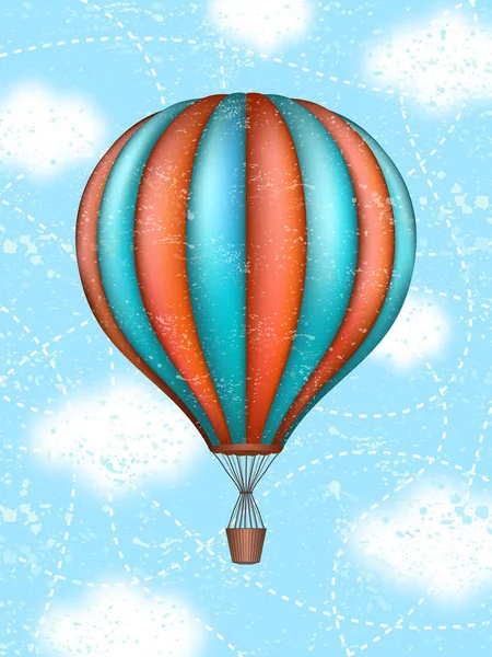 Sztuka konceptualna wektor z balonem. Koncepcja podróży dookoła świata — Wektor stockowy