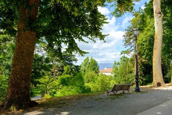 Lucca 'nın iç şehri İtalya' nın duvarlarından bak.