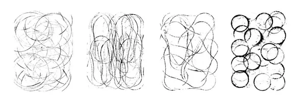 Sellos Vectoriales Tinta Negra Círculos Formas Abstractas Geométricas Diferente Tamaño — Archivo Imágenes Vectoriales