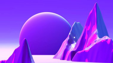 3d abstract background with space for text. Futuristic planet in purple, ink and blue colors. Bright trendy gradients. Mix of matt and glossy textures. Scene for posters, flyers, web and social media clipart