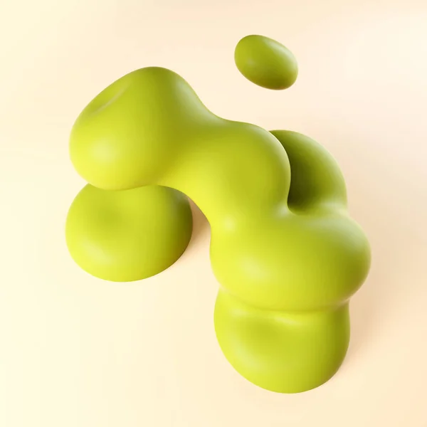3D vykreslování ilustrace abstraktních zelených tekutých tvarů. Veselý čtvercový prapor. Místo pro text. Plynulá abstrakce tekutin. Nápis pro sociální média, design projektů dekorace — Stock fotografie