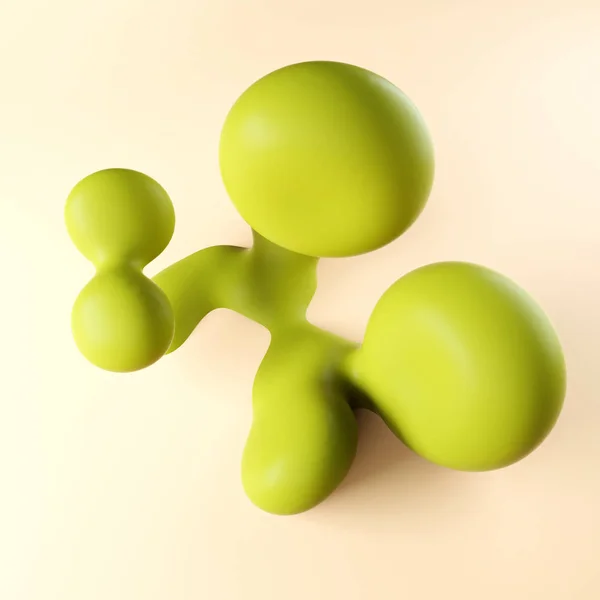 3D vykreslování ilustrace abstraktních zelených tekutých tvarů. Veselý čtvercový prapor. Místo pro text. Plynulá abstrakce tekutin. Nápis pro sociální média, design projektů dekorace — Stock fotografie