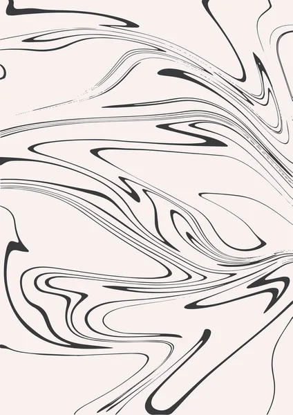 Vector vloeibare kunst illustratie. Minimalistische stijl met vloeiende dunne inkt lijnen op lichte achtergrond. Decoratie voor kunst projecten. Abstracte verf beweging in water. Marmer textuur effect. — Stockvector