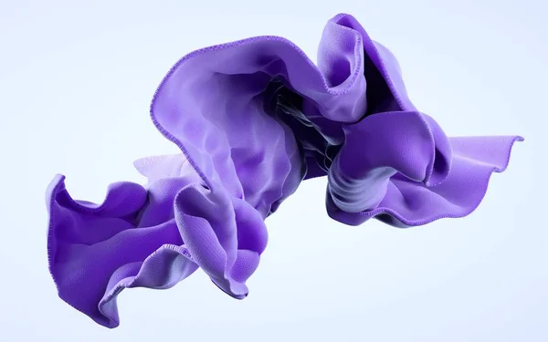 Ilustrasi rendering 3d bahan kain ungu lembut pada latar belakang datar. Wallpaper format horisontal — Stok Foto