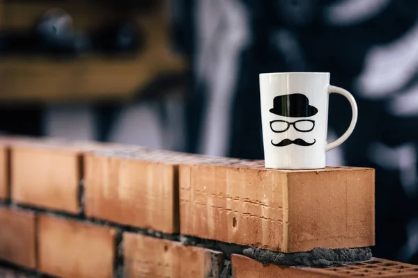 Kaffeetasse Mit Zeichnung Stilvollen Friseursalon Innendetails — Stockfoto