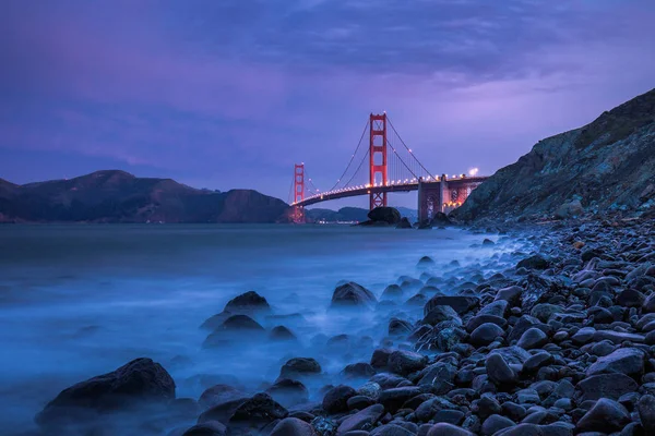 Famoso Puente Golden Gate Disparado Amanecer Con Larga Exposición San — Foto de Stock