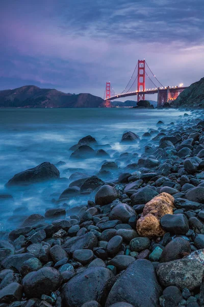 Ünlü Golden Gate Köprüsü San Francisco Abd Ile Uzun Pozlama — Stok fotoğraf