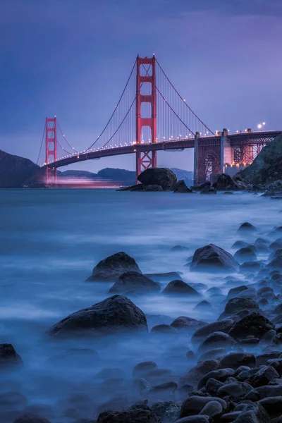 Ünlü Golden Gate Köprüsü San Francisco Abd Ile Uzun Pozlama — Stok fotoğraf