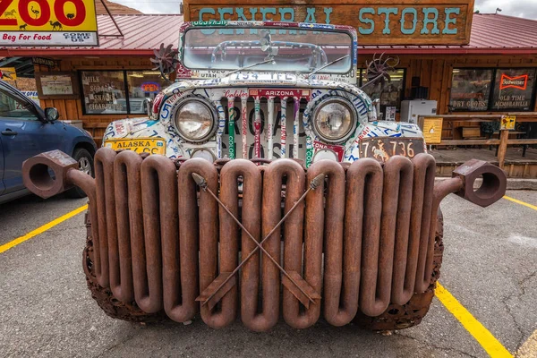 Moab Utah Usa Gennaio 2018 Jeep Ricoperta Targhe Costruita Con — Foto Stock