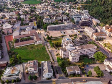 Vaduz Liechtenstein dron sermaye havadan görünümden.