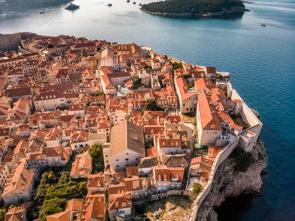 Vista Aérea Famoso Destino Turístico Europeo Croacia Casco Antiguo Dubrovnik — Foto de Stock