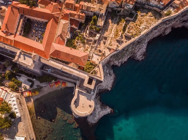 Vista Aérea Famoso Destino Viagem Europeu Croácia Dubrovnik Cidade Velha — Fotografia de Stock
