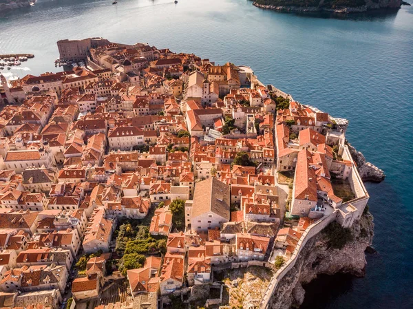 Vista Aérea Famoso Destino Turístico Europeo Croacia Casco Antiguo Dubrovnik — Foto de Stock