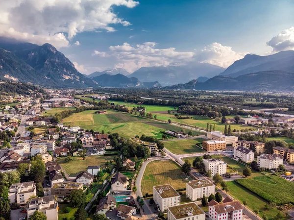 Vaduz Liechtenstein Vista Aérea Capital Drone — Fotografia de Stock