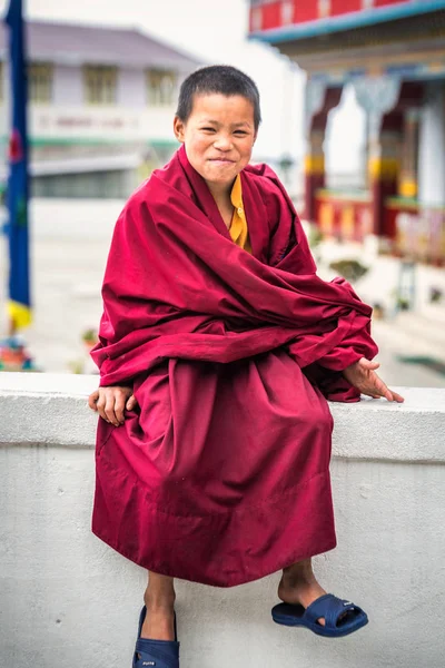 Ghoom Hindistan Mart 2017 Gülümseyen Budist Keşiş Çocuk Dali Manastırı — Stok fotoğraf