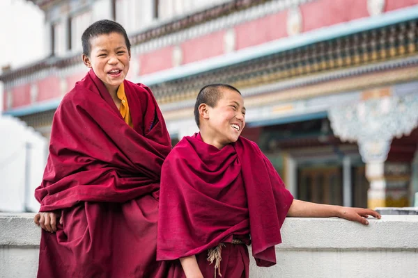 Ghoom Índia Março 2017 Smiling Buddhist Monks Dali Monastery Ghoom — Fotografia de Stock