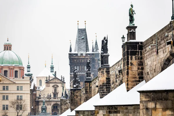 Ponte Carlo Inverno Mattina Praga Repubblica Ceca Questo Ponte Più — Foto Stock