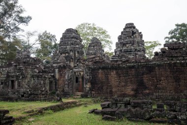 Angkor Wat 'taki tapınak kalıntıları, Siem Reap, Kamboçya.