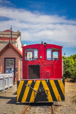 Oamaru, Yeni Zelanda 'daki eski tren..