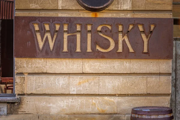 Altes Rostiges Whiskey Schild Oamaru Auf Der Südinsel Neuseelands Omaru — Stockfoto