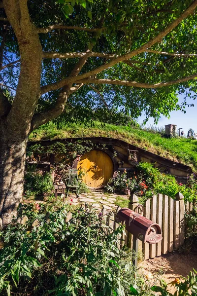 Hobbiton Paisagem Nova Zelândia Lugar Onde Hobbits Vivem Seus Buracos — Fotografia de Stock