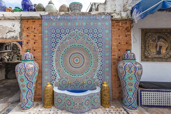 Moroccan handmade tile mosaic factory at Fez, Morocco.