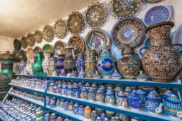 Moroccan handmade tile mosaic factory at Fez, Morocco.