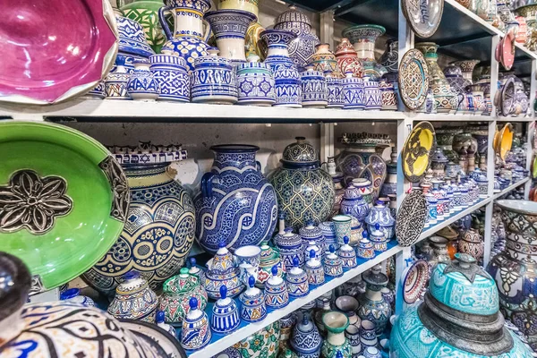 Moroccan handmade tile mosaic factory at Fez, Morocco.