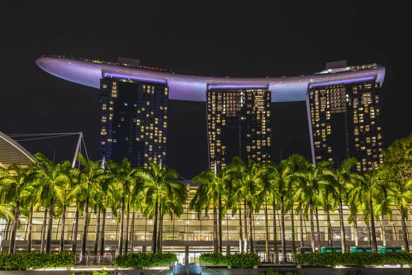 Singapour Marina Bay Vue Nuit Marina Bay Sands Hôtel Jardins — Photo