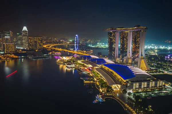 Vista Sobre Marina Bay Sands Hotel Gardens Bay Artscience Museum — Foto de Stock