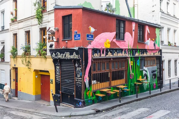 Charming Café Colina Montmartre Montmartre Com Cafés Tradicionais Franceses Galerias — Fotografia de Stock