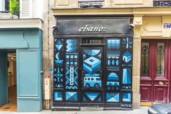 Entrada Azul Charmoso Café Colina Montmartre Montmartre Com Tradicionais Cafés — Fotografia de Stock