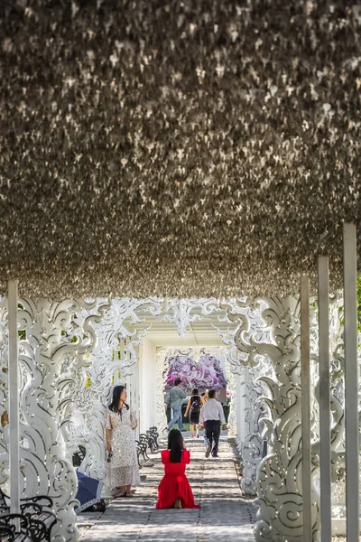 Hermoso Templo Blanco Adornado Situado Chiang Rai Norte Tailandia Wat — Foto de Stock