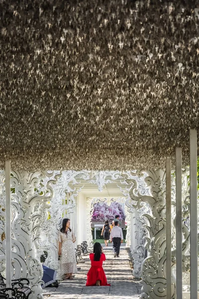 Hermoso Templo Blanco Adornado Situado Chiang Rai Norte Tailandia Wat — Foto de Stock