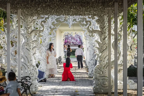 Bellissimo Tempio Bianco Ornato Situato Chiang Rai Nord Della Thailandia — Foto Stock