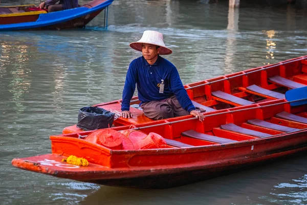 Famous Pattaya Floating Market Which Has Traditional Rowing Boats Villagers — Stock Photo, Image