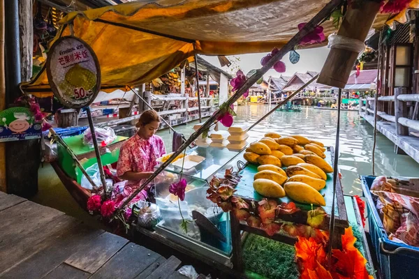 Famoso Mercado Flotante Pattaya Que Cuenta Con Botes Remos Tradicionales — Foto de Stock