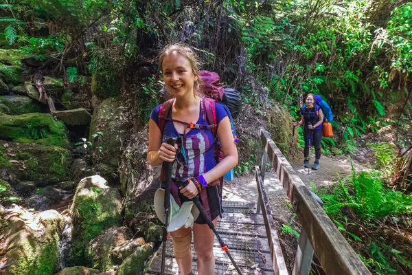 Sendero Senderismo Para Niñas Con Equipo Camping Parque Nacional Abel —  Fotos de Stock