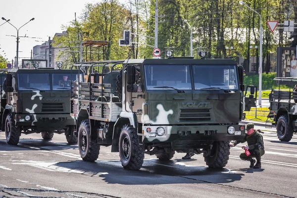 Vorbereitungen Für Militärfahrzeuge Zur Feier Des Jahrestages Des Sieges Großen — Stockfoto