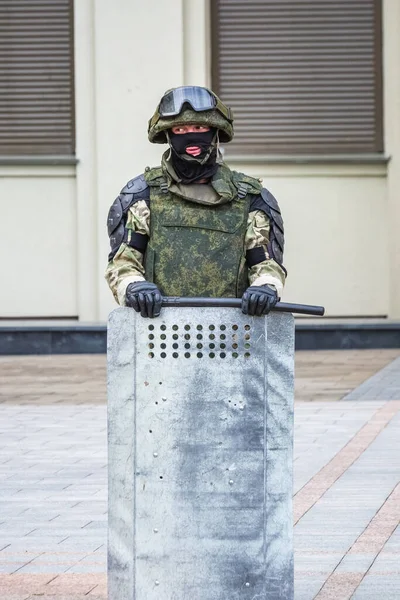 Soldaten Het Belangrijkste Onafhankelijkheidsplein Buurt Van Het Regeringshuis Tijdens Vreedzaam — Stockfoto