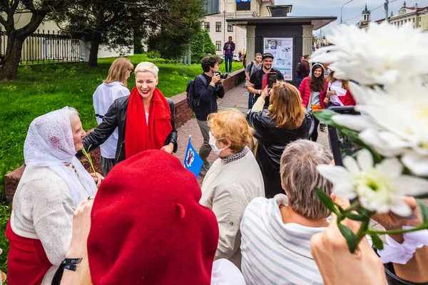 Maria Kolesnikova, 2020 Beyaz Rusya protestoları sırasında kurulan geçiş konseyinin bir üyesi olan Belaruslu bir siyasi eylemcidir. Minsk, Belarus - 30 Ağustos 2020.