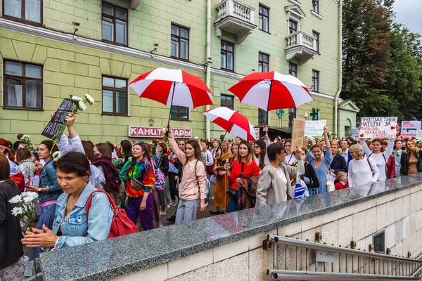 Жінки Під Час Мирних Протестів Білорусі Проти Сфальсифікованих Президентських Виборів — стокове фото