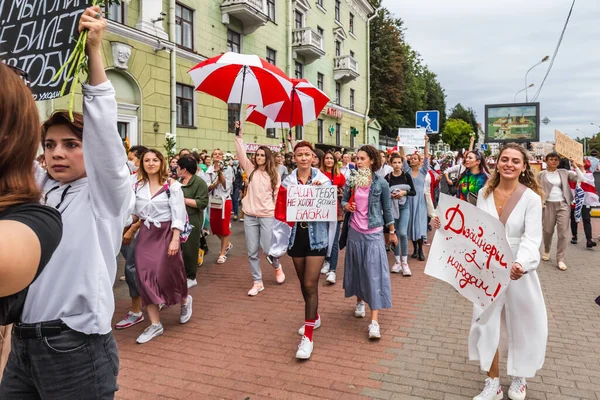 Des Femmes Lors Manifestations Pacifiques Biélorussie Contre Les Élections Présidentielles — Photo