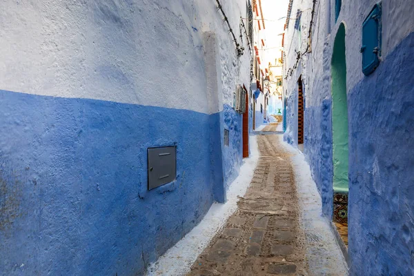 Typical Moroccan Narrow Street Chefchaouen Blue City Medina Morocco Blue — Stock Photo, Image