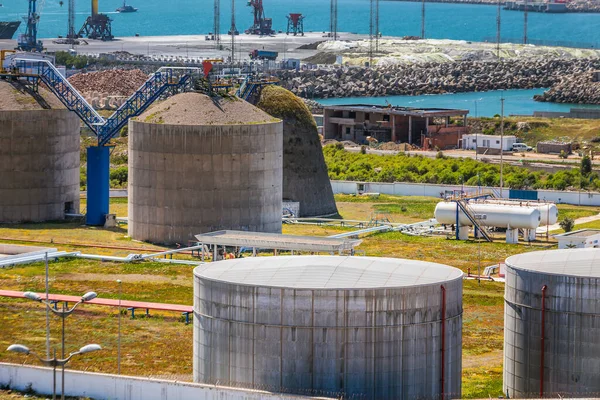 Oil and gas storage tank in refinery in Oualidia, Morocco