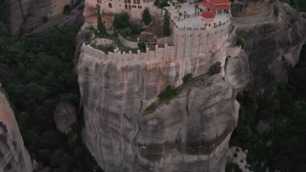 Monastère Meteora Grèce vue aérienne — Video