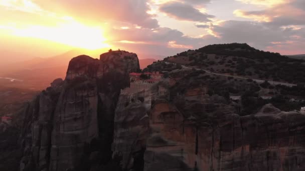 Klasztor Meteora Grecja widok z powietrza — Wideo stockowe