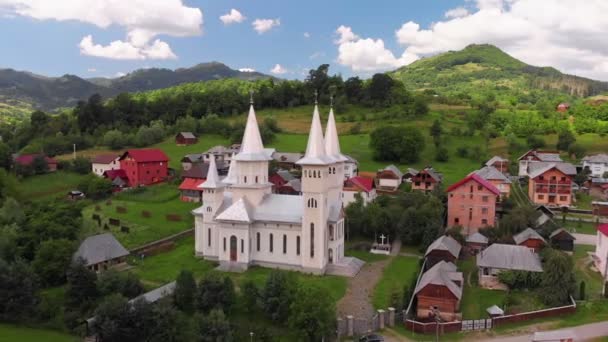 Vista aérea de Barsana Roménia — Vídeo de Stock