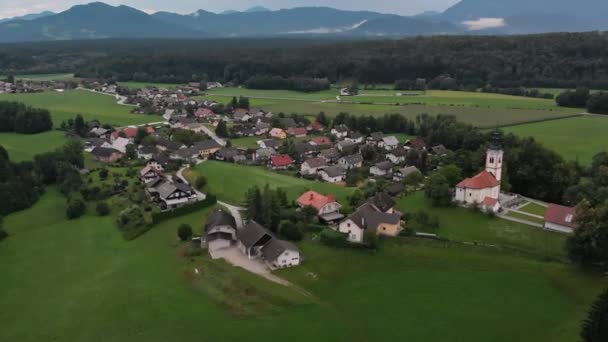 Arial footage of drone flying around Kranj — Stock Video